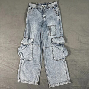 Bobbles & Lace sz S Elastic waist Cargo Jeans Trousers Carpenter Swifty Oprah